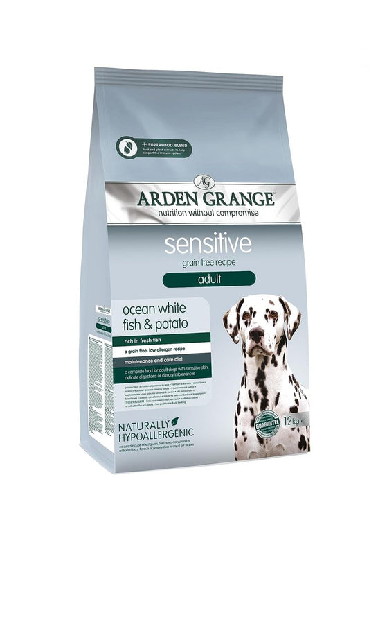 Arden Grange Elizabeth Sensitive White Fish and Potato,Dry, for Adult Dogs, 12 kg