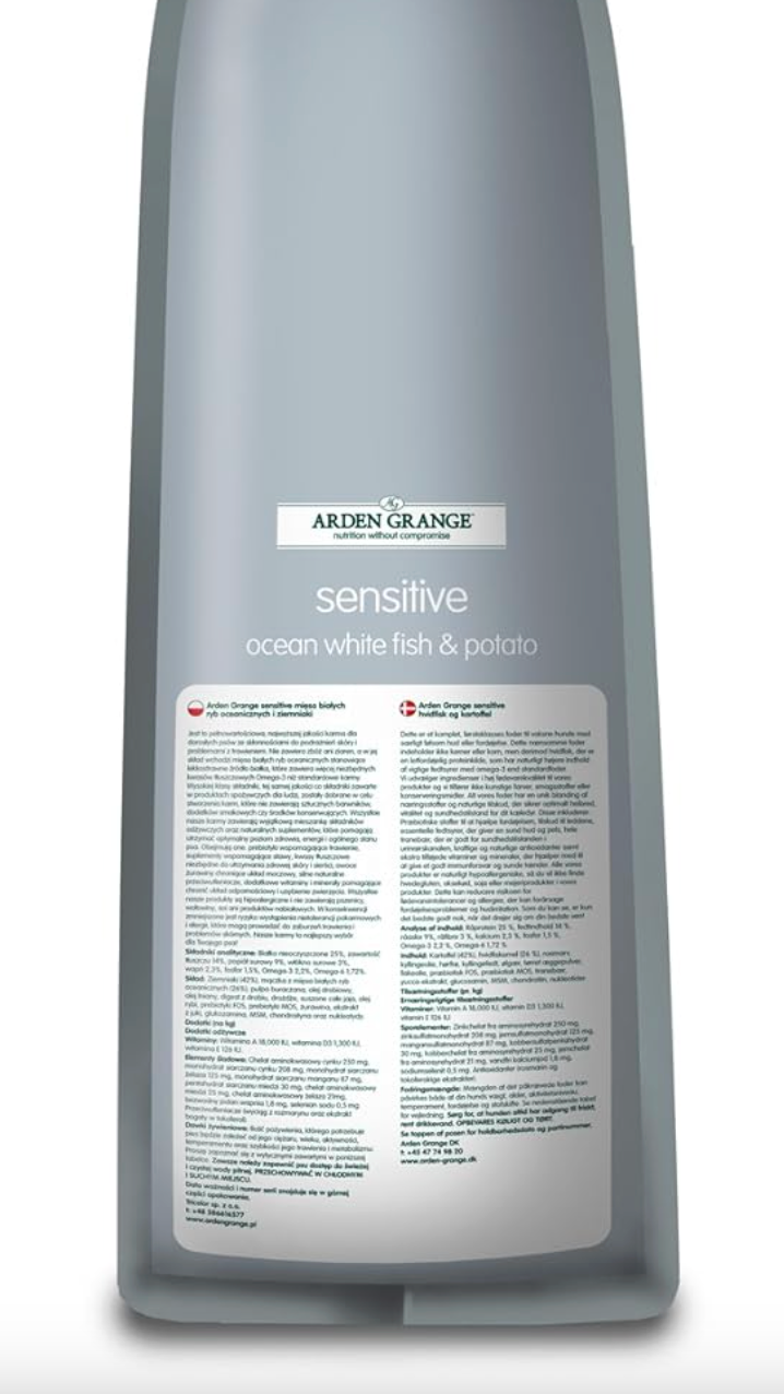 Arden Grange Elizabeth Sensitive White Fish and Potato,Dry, for Adult Dogs, 12 kg